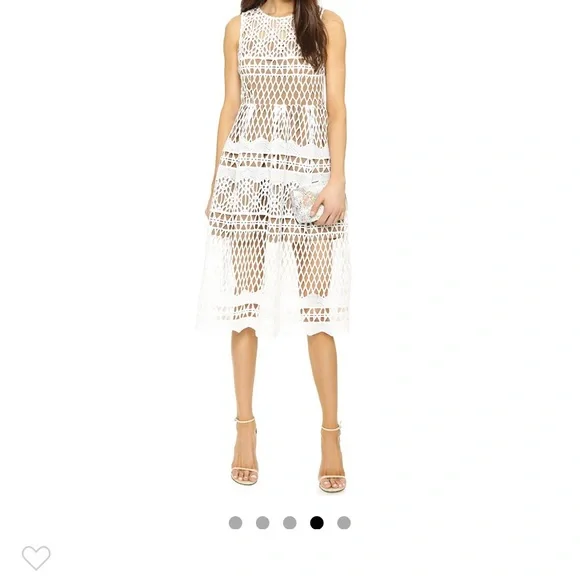 Ministry Of Style Dresses | Ministry Of Style Lace Overlay Midi Dress. White Lace Over Tan Liner. Size 4 | Color: Tan/White | Size: 4 |